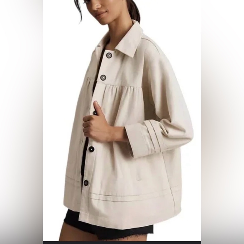 Anthropologie Maeve Collared Swing Jacket L Nwt